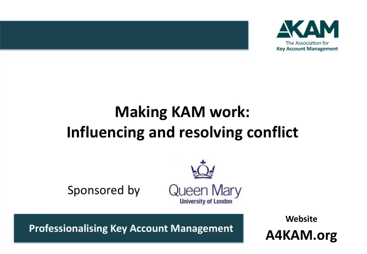 making kam work