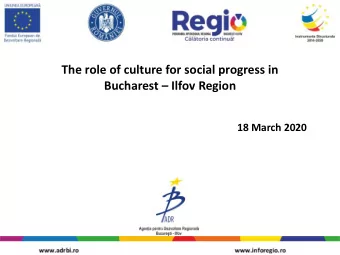 The role of culture for social progress in Bucharest  Ilfov Region  18 March 2020