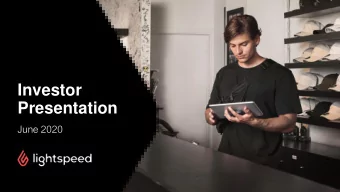 Investor  Presentation  June 2020  Disclaimer  General All references in this presentation to the