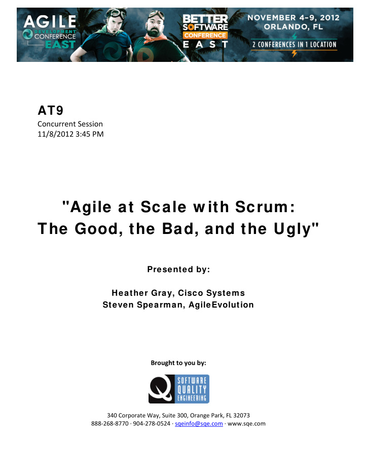 agile at scale w ith scrum