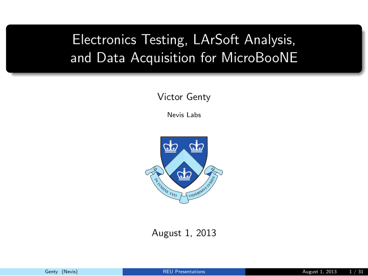 electronics testing larsoft analysis and data acquisition