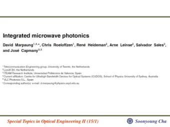 Special Topics in Optical Engineering II (15/1)  Soonyoung Cha  Contents  Introduction