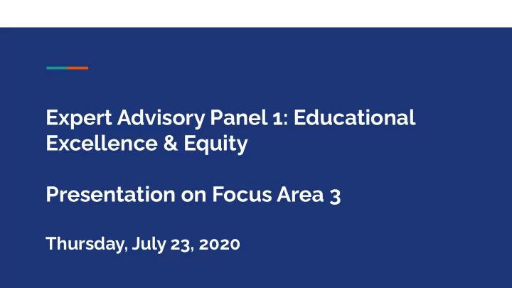 expert advisory panel 1 educational excellence equity
