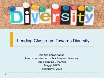 Leading Classroom Towards Diversity  Join-the-Conversation:  Internationalisation of Teaching and