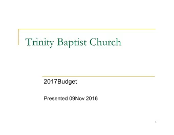 Trinity Baptist Church  2017Budget  Presented 09Nov 2016  1  Annual Giving History  2  Annual
