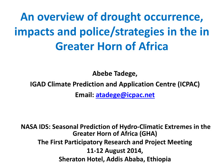 abebe tadege igad climate prediction and application