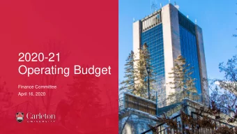 Operating Budget  Finance Committee  April 16, 2020  Key Planning Dates  Finance Committee