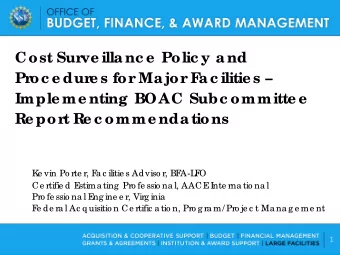 Clic k to  e dit Ma ste r title  style  Cost Sur  ve illanc e  Polic y and  Pr  oc e dur  e s for