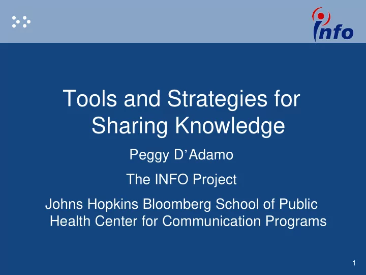 tools and strategies for sharing knowledge