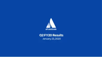 Q2 FY20 Results  January 23, 2020  Legal disclosure  This presentation contains forward-looking