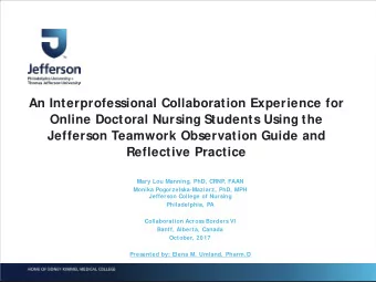 An Interprofessional Collaboration Experience for  Online Doctoral Nursing Students Using the