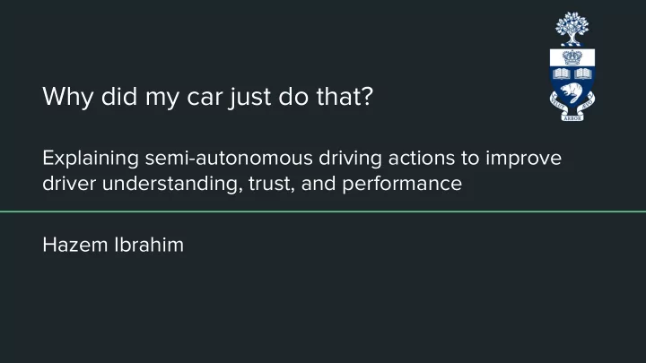 why did my car just do that