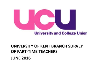 OF PART-TIME TEACHERS  JUNE 2016  174 responses  39% Humanities  36% Social Sciences