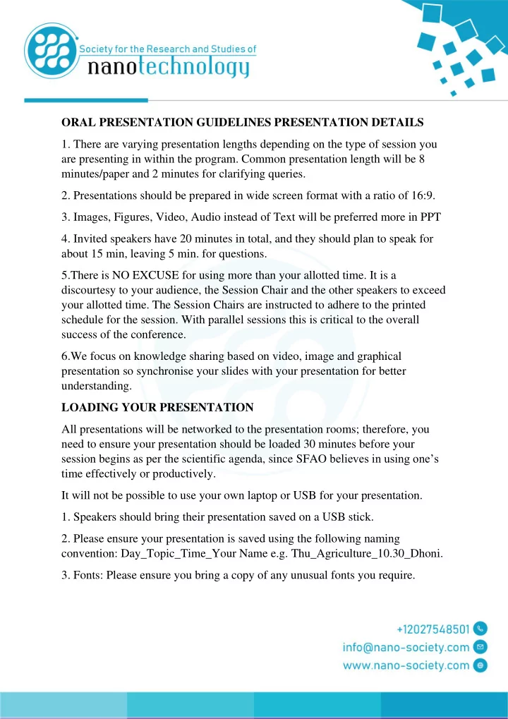 oral presentation guidelines presentation details 1 there