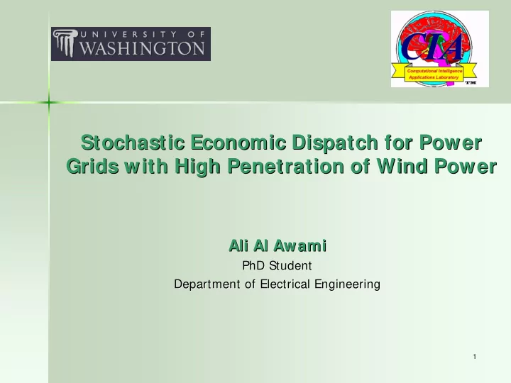 stochastic economic dispatch for power stochastic