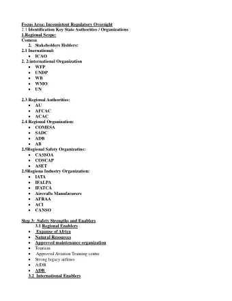 Focus Area: Inconsistent Regulatory Oversight 2.1 Identification Key State Authorities /