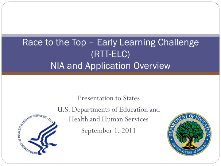 race to the top early learning challenge rtt elc nia and