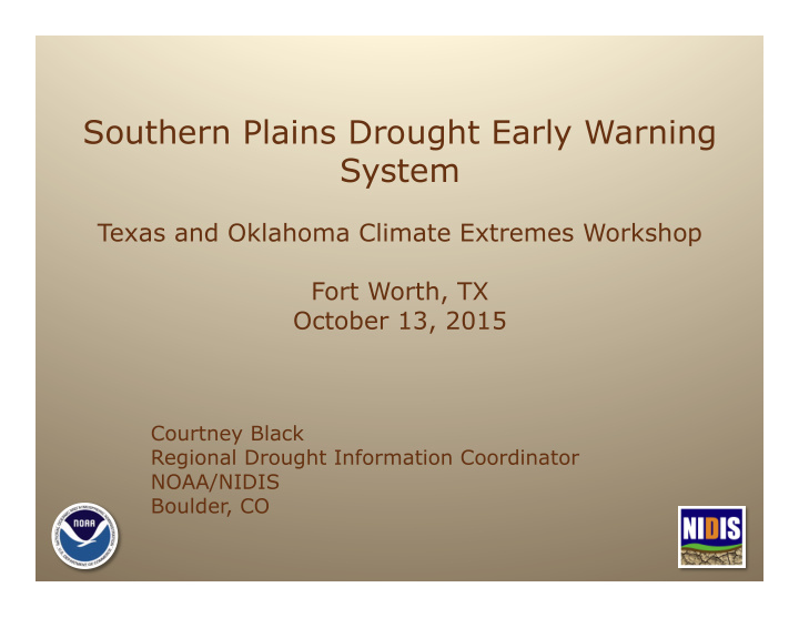 southern plains drought early warning system