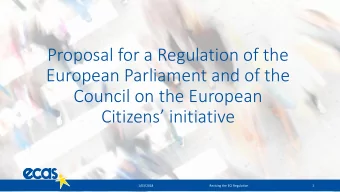 Proposal for a Regulation of the  European Parliament and of the  Council on the European Citizens