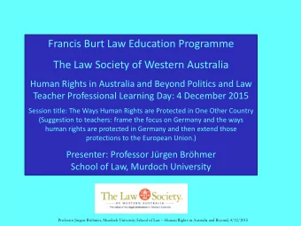 Francis Burt Law Education Programme  The Law Society of Western Australia  Human Rights in