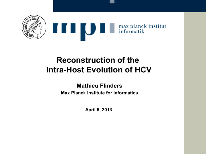 reconstruction of the intra host evolution of hcv