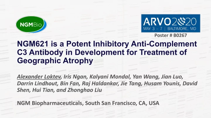 ngm621 is a potent inhibitory anti complement c3 antibody