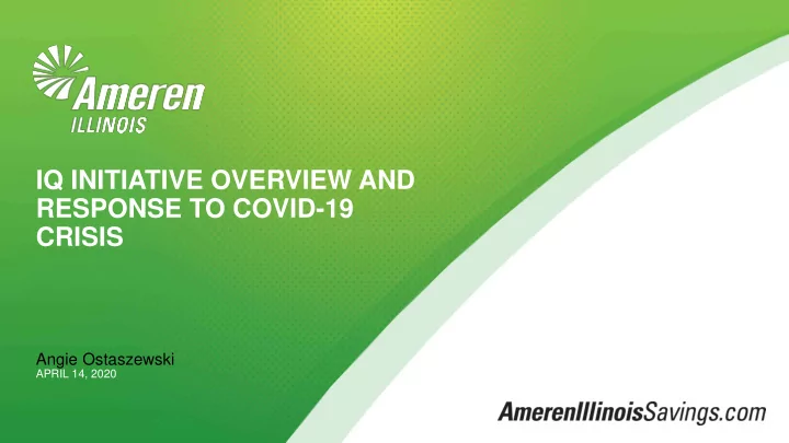 iq initiative overview and response to covid 19 crisis