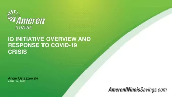 IQ INITIATIVE OVERVIEW AND  RESPONSE TO COVID-19  CRISIS  Angie Ostaszewski  APRIL 14, 2020  Agenda
