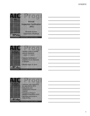 AIC Progr  Annual  Inspection  Certification  2010  Annual  Inspection Certification  (AIC)  (AIC)