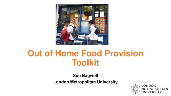 out of home food provision toolkit
