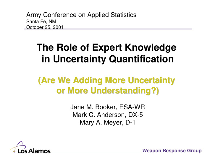 the role of expert knowledge in uncertainty quantification