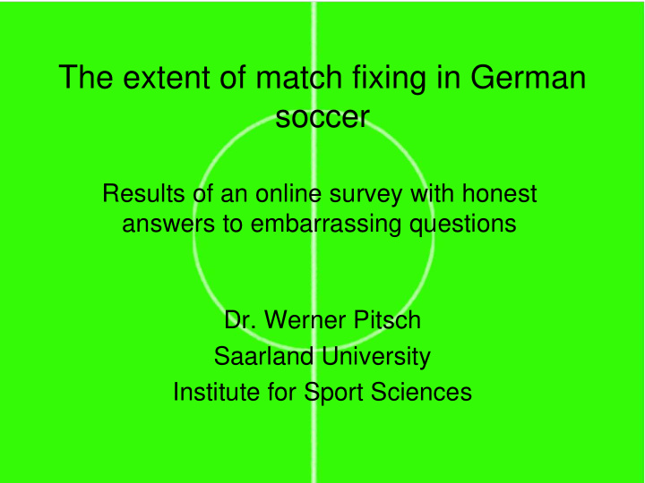 the extent of match fixing in german soccer