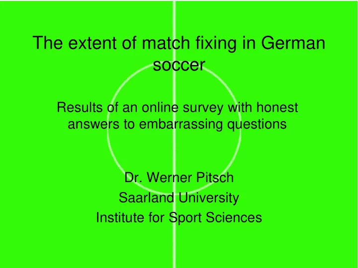 the extent of match fixing in german soccer