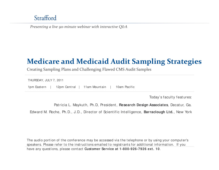 medicare and medicaid audit sampling strategies