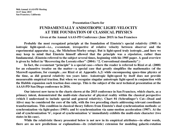 fundamentally anisotropic light velocity at the