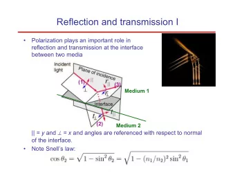Reflection and transmission I    Polarization plays an important role in  reflection and