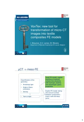 composites FE models  I. Straumut, S.V. Lomov, M. Wevers  Department of Materials Engineering KU