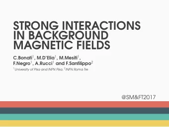STRONG INTERACTIONS  IN BACKGROUND  MAGNETIC FIELDS C.Bonati 1 , M.DElia 1 , M.Mesiti 1 ,