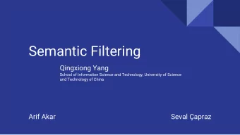 Semantic Filtering  Qingxiong Yang  School of Information Science and Technology, University of