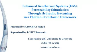 Enhanced Geothermal Systems (EGS):  Permeability Stimulation  Through Hydraulic Fracturing  in a