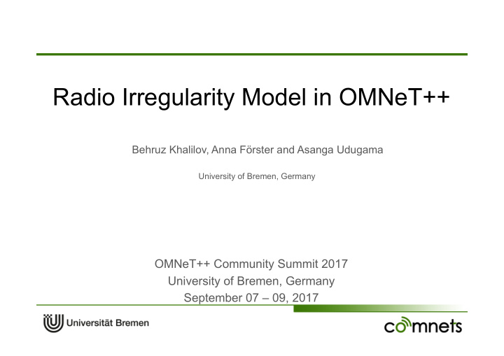 radio irregularity model in omnet