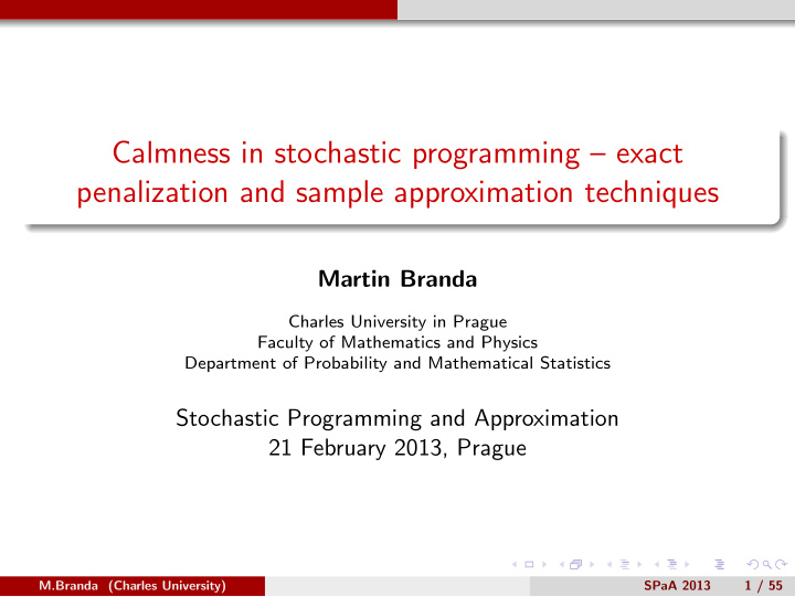 calmness in stochastic programming exact penalization and