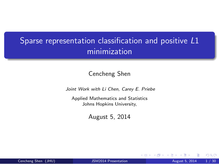 sparse representation classification and positive l 1