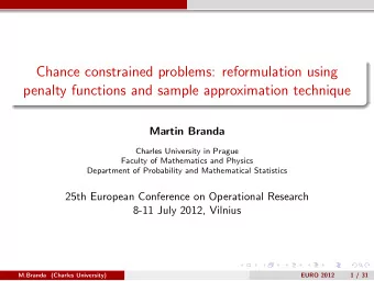 Chance constrained problems: reformulation using  penalty functions and sample approximation
