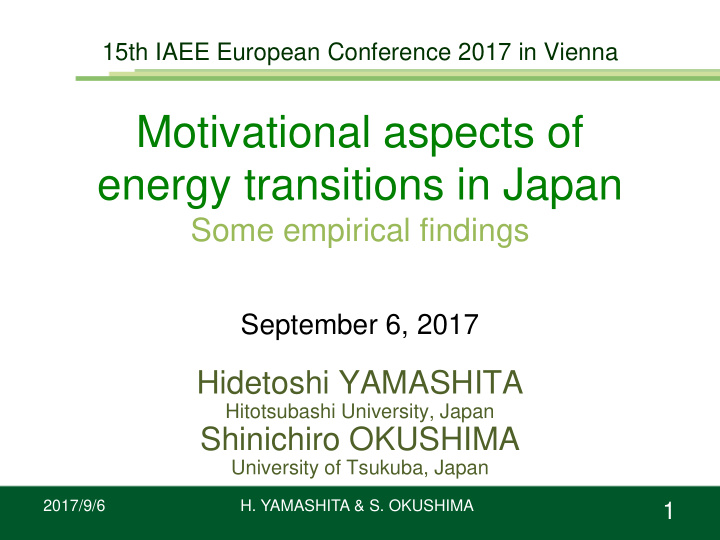 motivational aspects of energy transitions in japan
