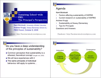 A  Agenda  d  Kent McIntosh  Kent McIntosh  Sustaining School-wide  Factors affecting