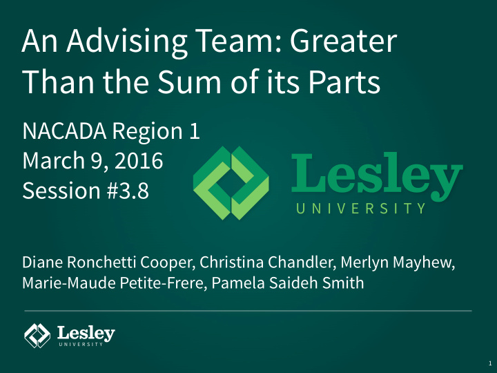an advising team greater than the sum of its parts