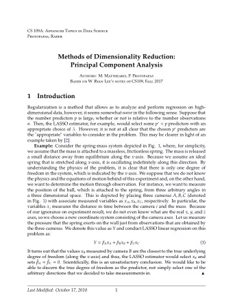 Methods of Dimensionality Reduction:  Principal Component Analysis A uthors : M. M attheakis , P. P
