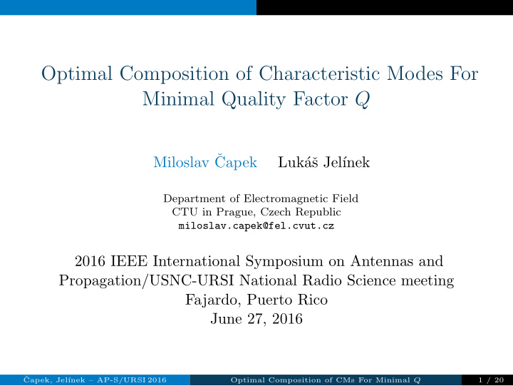 optimal composition of characteristic modes for minimal