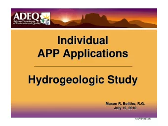 Individual  Individual  APP Applications  APP Applications  Hydrogeologic Study  Hydrogeologic